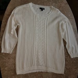 a.n.a. White Cotton Summer 3/4 Sleeve Sweater M